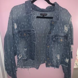 Distressed denim jacket